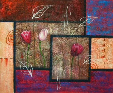 Tulipány, farebné, tvary, moderné, dekoratívny obraz, obraz do bytu, obraz do interiéru.