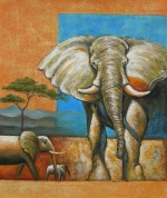 Slony, Afrika, Obrazy do bytu, obrazy ručne maľované, obrazy na plátne, obrazy, dekoratívne obrazy, moderné obrazy.