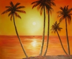 východ slnka, pláž, palmy, dekoračný obraz, obraz do bytu. obraz do interiéru.