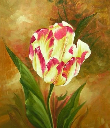  tulipán, kvetiny, hnedá, Obrazy ručne maľované, obrazy, dekoratívne obrazy, obrazy do bytu, moderné obrazy, obrazy na plátne.obraz do bytu, kvet