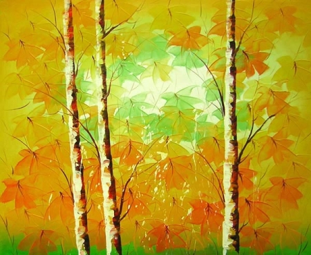 breza, zátišie, žltá, obraz do bytu, moderné umenie