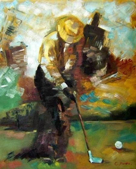 Golf, abstraktný obraz, dekoratívny obraz, obraz do interiéru.