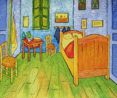 zelená, posteľ, reprodukcia obrazu, Vincent van Gogh