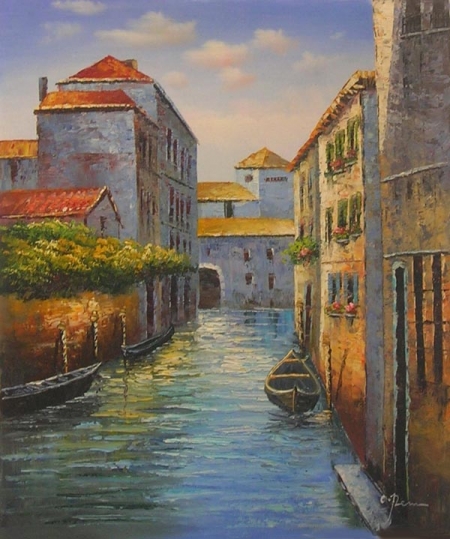 benátky, gondola, obraz do bytu, venezia, ulica, domy
