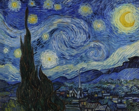 Hviezdna noc, tlačené obrazy, Vincent van Gogh, tlačená reprodukcia, moderné obrazy, obraz na stenu, obraz do bytu, vysoká kvalita, skladom, ih