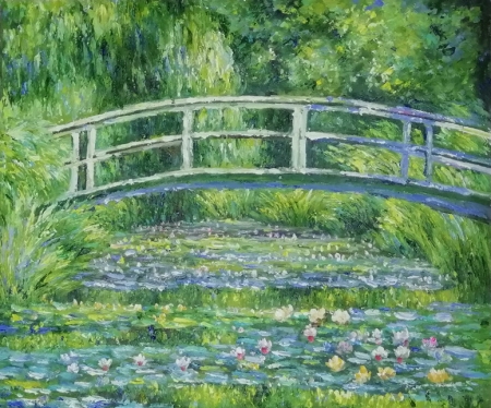 most, jazero, lekno, obraz do bytu, modrá, reprodukcia obrazu Monet