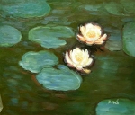reprodukcia obrazu, Monet, lekná, jazero, zelená, kvetinový motív, obraz do bytu