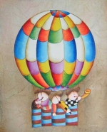 deti, balón, lietanie v balóne, okrová,