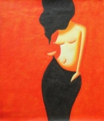 LACNÉ OBRAZY,  žena, akt, červená, moderné umenie, lacné obrazy, lacná dekorácie, obraz na stenu