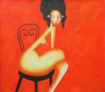 žena, zelená, stoličky, moderné umenie., obraz do bytu, na stenu, dekorácie, lacné, obrázok