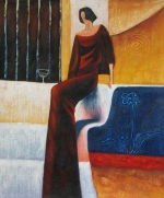 Žena v šatách, moderný dekoratívny obraz, obraz do bytu, obraz do interiéru.