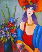 žena, moderné umenie, portrét, fialové vlasy, obraz do bytu