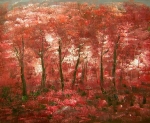 červená, zátišie, javory, stromy, krajina, obraz do bytu