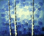 breza, zátišie, modrá, obraz do bytu, moderné umenie