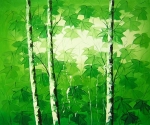  breza, zátišie, zelená, obraz do bytu, moderné umenie