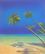Palmy, pláž, azúrové nebo, moderní, dekoračné obraz, obraz do bytu, obraz do interiéru.