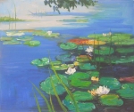 jazero, lekná, obraz do bytu, modrá, reprodukcia obrazu  Monet