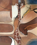 Maskovaná žirafa, hnedé, Obrazy do bytu, obrazy ručne maľované, obrazy na plátne, obrazy, dekoratívne obrazy, moderné obrazy.