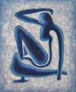 žena, modrá, obraz do bytu, moderné umenie, dekorácie interiéru