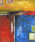 modrá, červená, abstrakcie, obrazy do bytu, dekorácie interiéru, moderné umenie