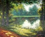 krajina, zelená, rybníček, jazierko, obraz do bytu