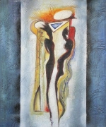 muž, žena, moderné umenie, šedá, obraz do bytu