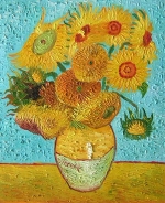 modrá, Vincent van Gogh, slnečnice, reprodukcia obrazu.