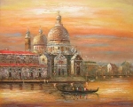 Venezia, benátky, gondola, kanály, oranžová