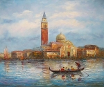 gondola, benátky, Venezia, prístav, modrá, obraz do bytu, dekorácia interiéru