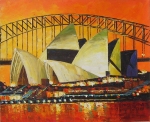 Sydney, moderný, obraz na predaj, obraz ručne maľovaný, obraz na plátne, červený, dekoratívny obraz, obraz do interiéru.