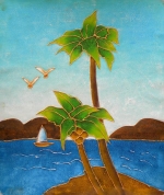 Kokosové palmy, ostrov, more, moderné, dekorácie, obraz do bytu, obraz do interiéru.