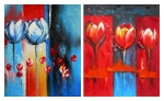 tulipán, kvet, modrá, červená