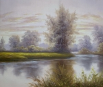 ručne maľovaný obraz, obraz do interiéru, obraz rieky
